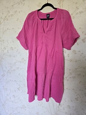 GAP Hot Pink Crinkle Peasant Tunic